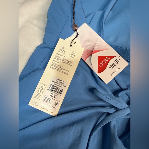 CALIA Women's Swim Triangle Strappy Back One Piece Blue Size 16 Padded New - Picture 5 of 9